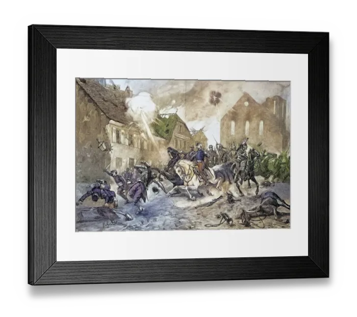 Framed Print : The Flight of Mac Mahon through Froeschweiler on 6 August 1870 after the Battle of Woerth