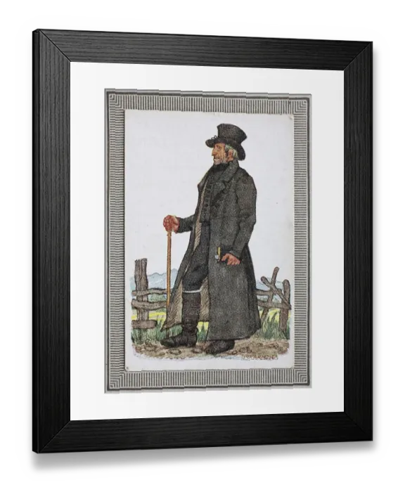 Framed Print : Traditional costumes in Germany in the 19th century