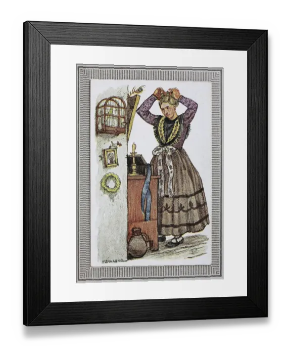 Framed Print : Traditional costumes in Germany in the 19th century