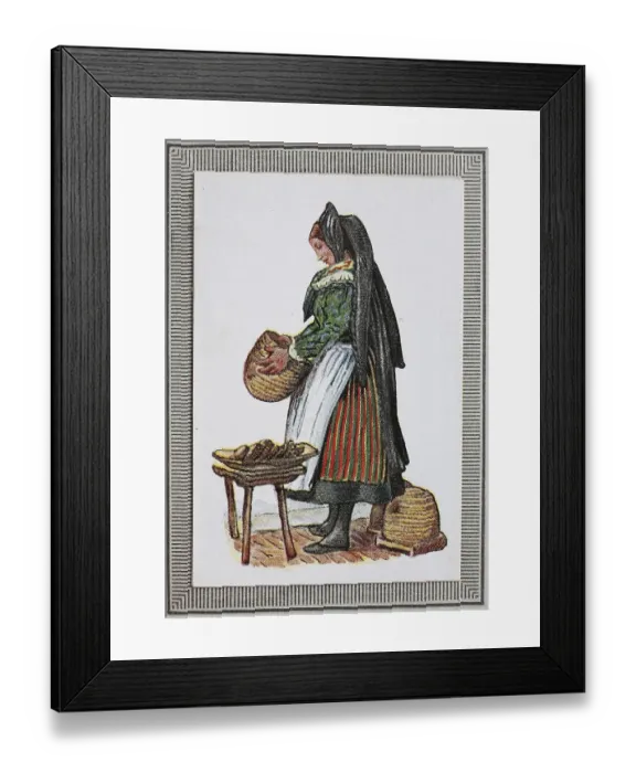 Framed Print : Traditional costumes in Germany in the 19th century