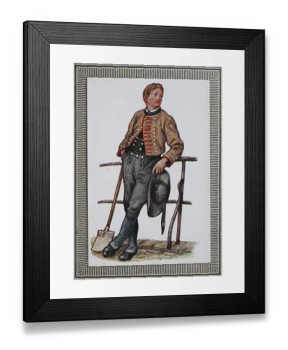 Framed Print : Traditional costumes in Germany in the 19th century