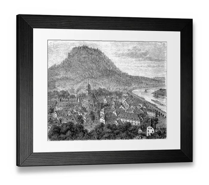 Framed Print : Town and Fortress Koenigstein in 1870