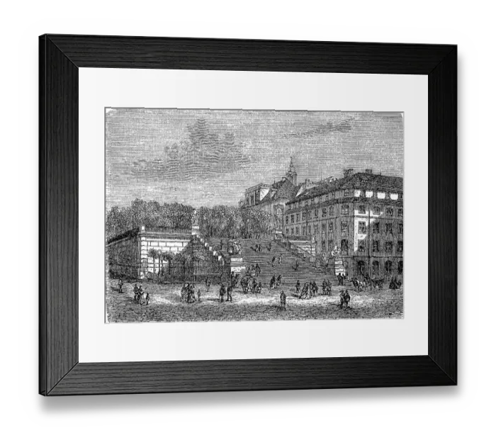 Framed Print : The Bruehl Terrace in Dresden in 1870