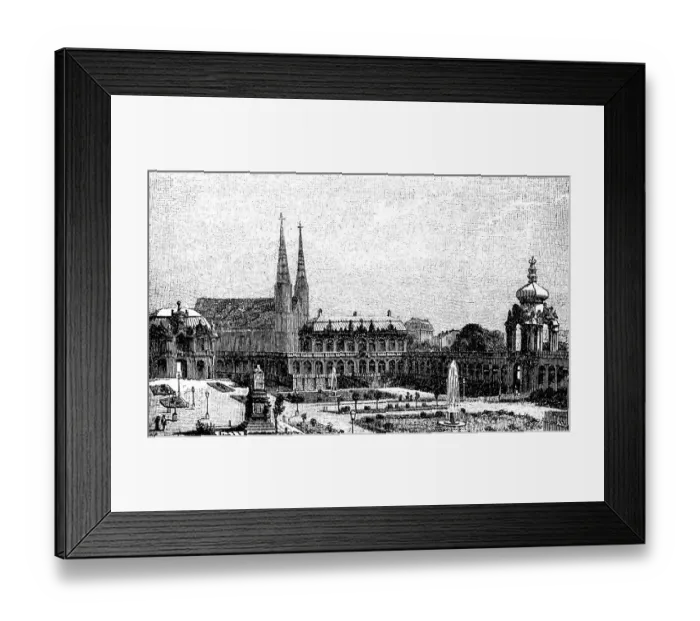 Framed Print : Partial view of the Zwinger in Dresden in 1870