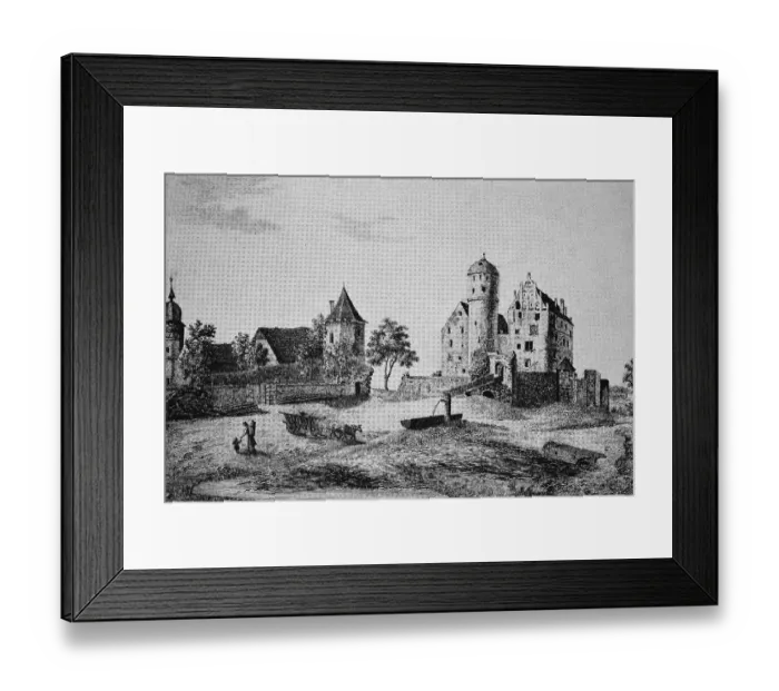 Framed Print : Historical view of Sommersdorf Castle circa 1800