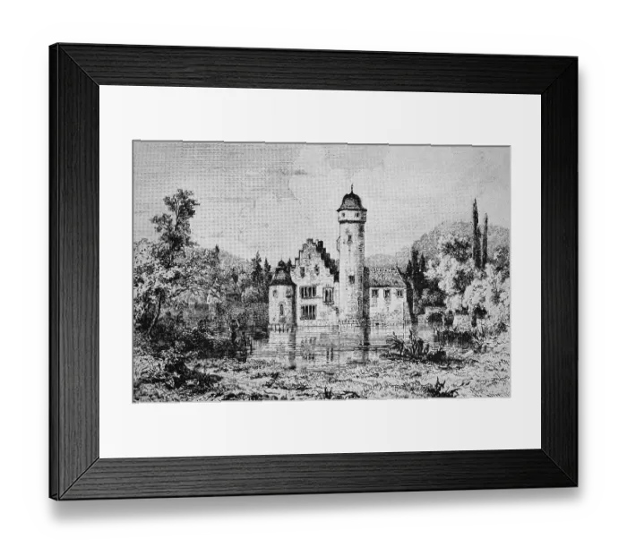 Framed Print : Historical view of Mespelbrunn Palace around 1800