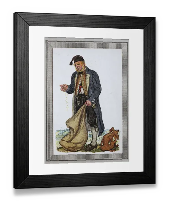 Framed Print : Traditional costumes in Germany in the 19th century