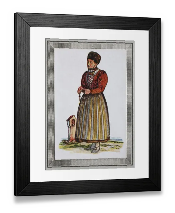 Framed Print : Traditional costumes in Germany in the 19th century