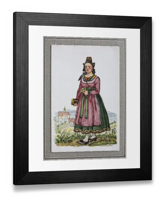 Framed Print : Traditional costumes in Germany in the 19th century