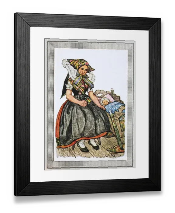 Framed Print : Traditional costumes in Germany in the 19th century