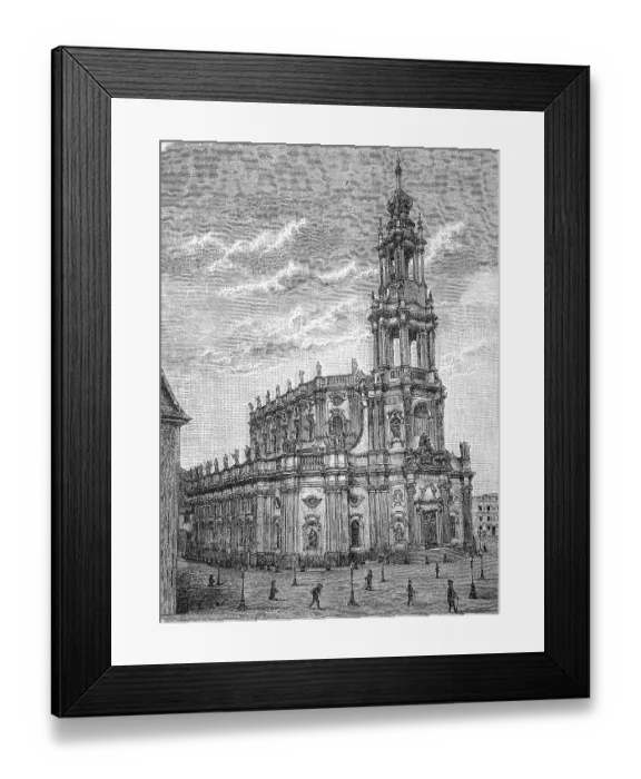 Framed Print : The Catholic Court Church in Dresden in 1875