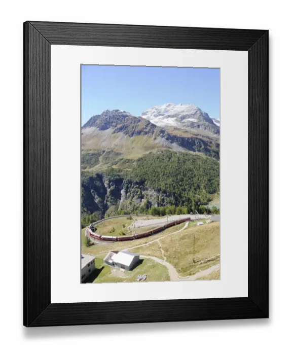 Framed Print : The Bernina Express in the loop at Alp Gruem