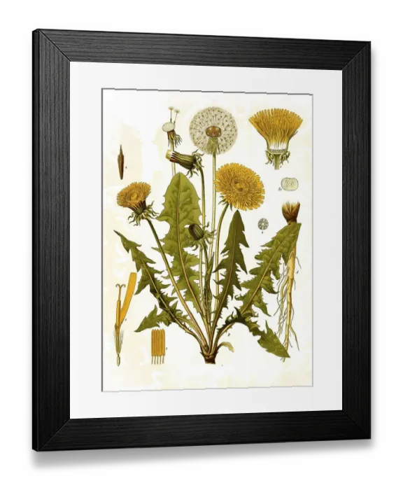 Framed Print : Medicinal plant, Common dandelion (Taraxacum sect)