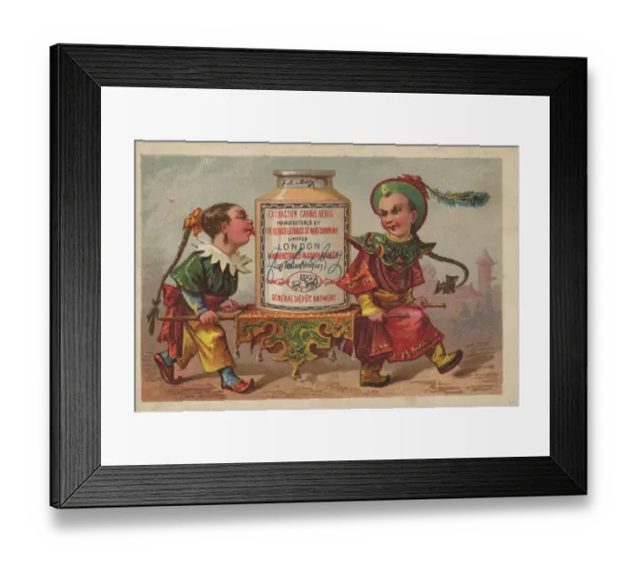 Framed Print : Series Genre Pictures 1 (1873 to 1878) (Paris) Liebig Packing is transported by two Chinese on a stretcher