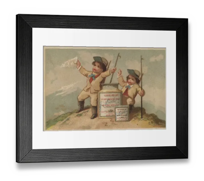 Framed Print : Series Genrebilder 2 (1873 to 1878) (Paris) Mountain hiker on the summit with a Liebig glass