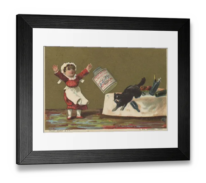 Framed Print : Series Genre Pictures 3 (1873 to 1878) (Paris) The cat has thrown a Liebig glass from the table