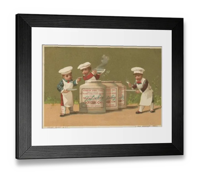 Framed Print : Series Genrebilder 4 (1873 to 1878) (Paris) three cooks filling soup from Liebig pots