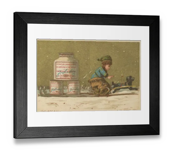 Framed Print : Series Genrebilder 5 (1873 to 1878) (Paris) Child transported on a dog sledge Liebig glasses
