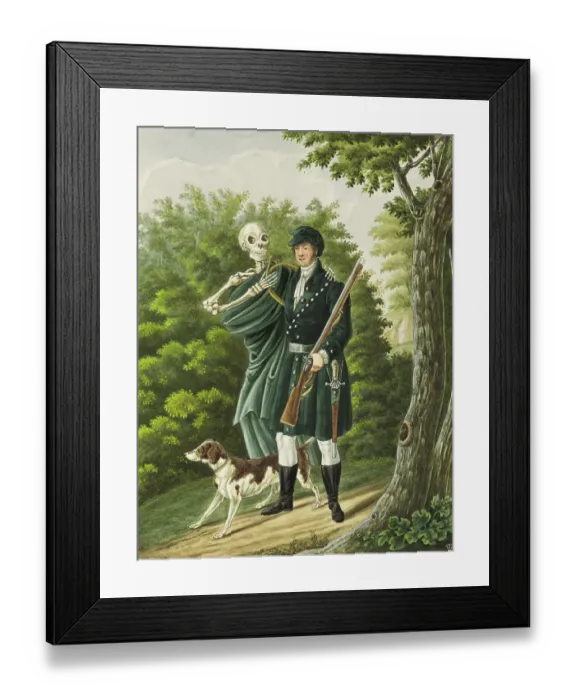 Framed Print : Der Tod kommt zum Jaeger, Totentanz