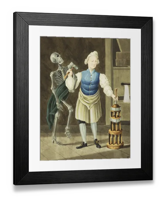 Framed Print : Der Tod kommt zum Mueller, Totentanz Framed Print : Der Tod kommt zum Mueller, Totentanz