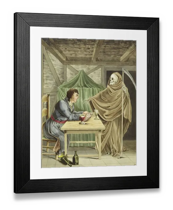Framed Print : Der Tod kommt zum Trunkenbold, Totentanz Framed Print : Der Tod kommt zum Trunkenbold, Totentanz