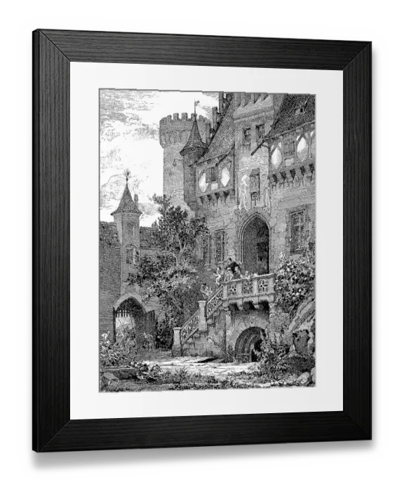 Framed Print : Drawing of the castle courtyard in Rothenburg ob der Tauber Framed Print : Drawing of the castle courtyard in Rothenburg ob der Tauber