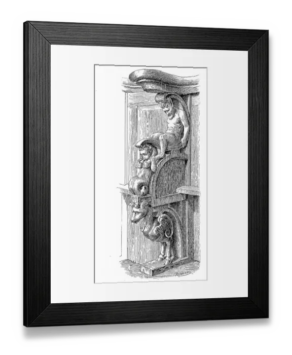 Framed Print : Carvings at the Choir Chair in the Nikolauskapelle in Mainz Cathedral