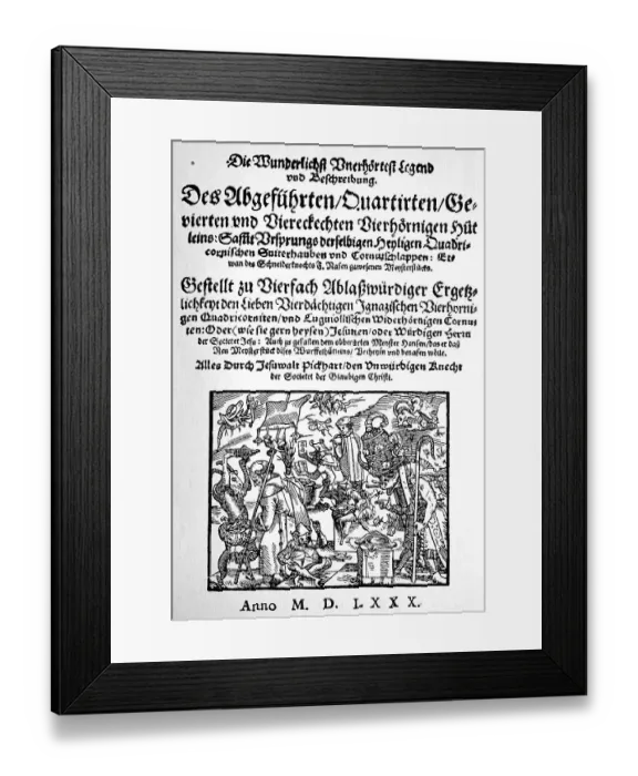 Framed Print : Facsimile of the cover picture of the Jesuitenhuetlein