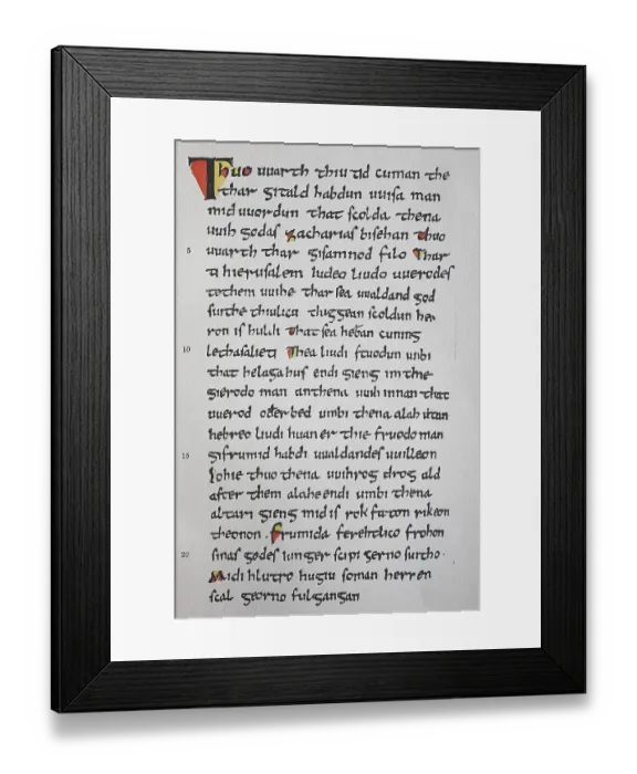 Framed Print : The facsimile from the manuscript of Heliand Framed Print : The facsimile from the manuscript of Heliand