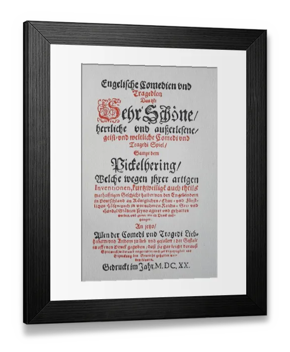 Framed Print : Title of the first collection of the English comedies and tragedies