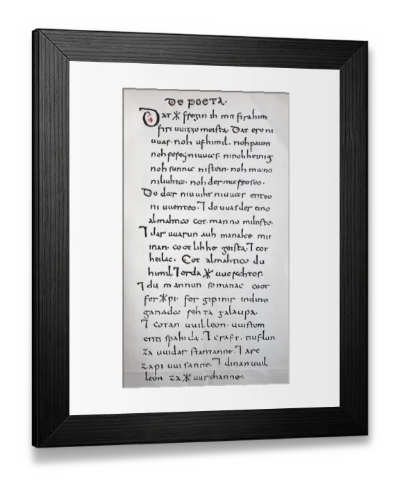 Framed Print : Manuscript of the Wessobrunn Prayer