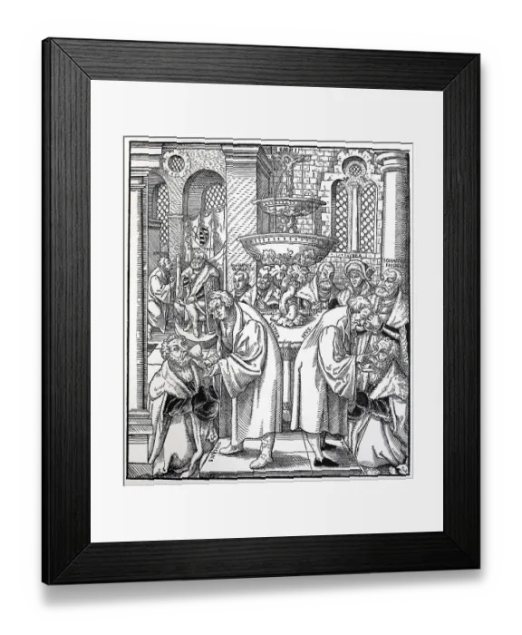 Framed Print : Martin Luther and Jan Huss administering the communion to John Fredric I of Saxony