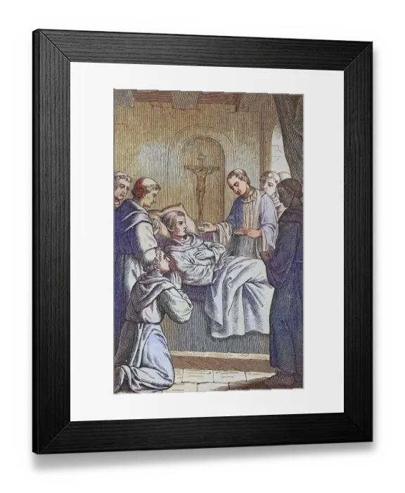 Framed Print : Biblical story, St. Robert makes his dying profession of faith Framed Print : Biblical story, St. Robert makes his dying profession of faith