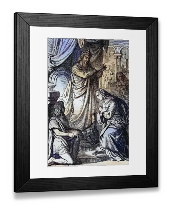 Framed Print : Biblical story, Esther is crowned queen