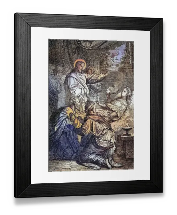Framed Print : Biblical story, Jesus awakens the daughter of Darius Framed Print : Biblical story, Jesus awakens the daughter of Darius
