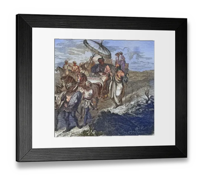 Framed Print : Biblical History, Philip instructs the chamberlain of Queen Candaze in Christianity