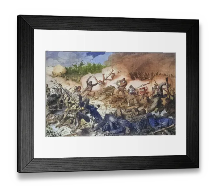 Framed Print : Battle of the 10th Bavarian Jaeger Battalion in the vineyards near Weissenburg