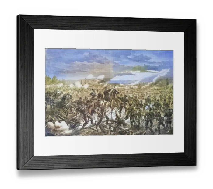 Framed Print : The Prussian 1st Division in action at Bange