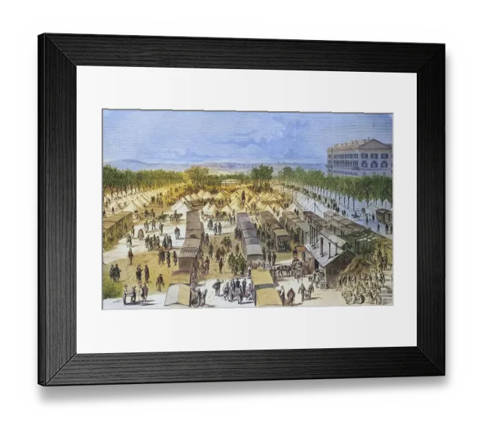 Framed Print : Tent and railway wagon hospital on the Esplanade in Metz Framed Print : Tent and railway wagon hospital on the Esplanade in Metz