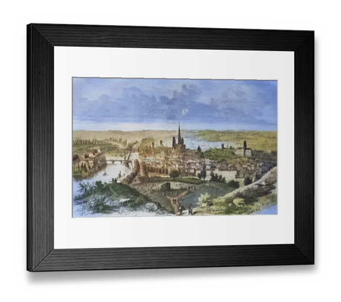 Framed Print : View of Rouen, France, 1870, illustrated war history 1870-1871