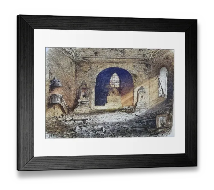 Framed Print : Destruction of the church of Perouse near Belfort Framed Print : Destruction of the church of Perouse near Belfort