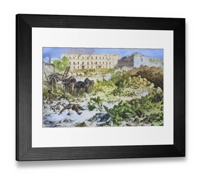 Framed Print : The Citadel of Laon after the explosion of the powder tower on 9 September 1870