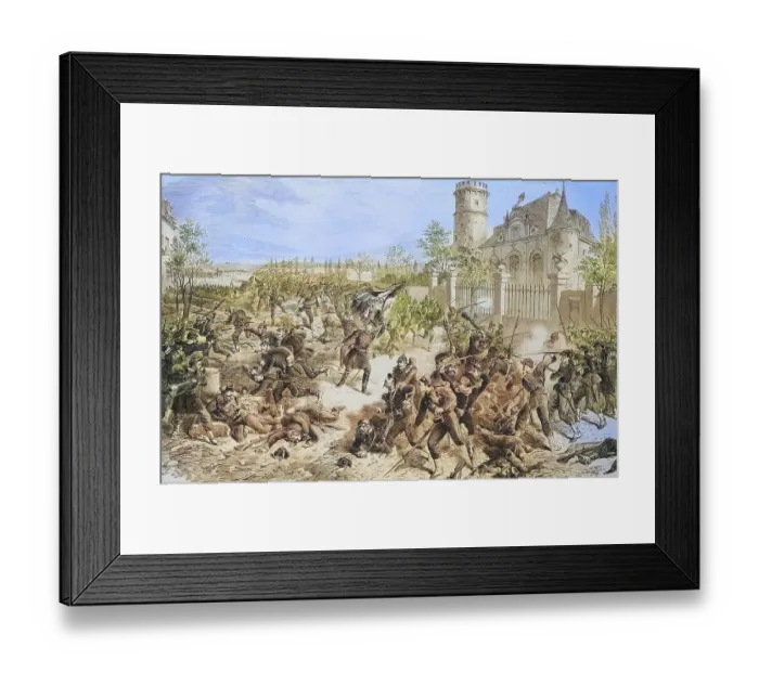 Framed Print : General von Budritzki and the 2nd battalion of the grenadiers guard regiment at the entrance to Le Bourget
