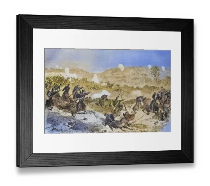 Framed Print : Expulsion of the french from the highlands near Villiers by the saxon infantry regiment