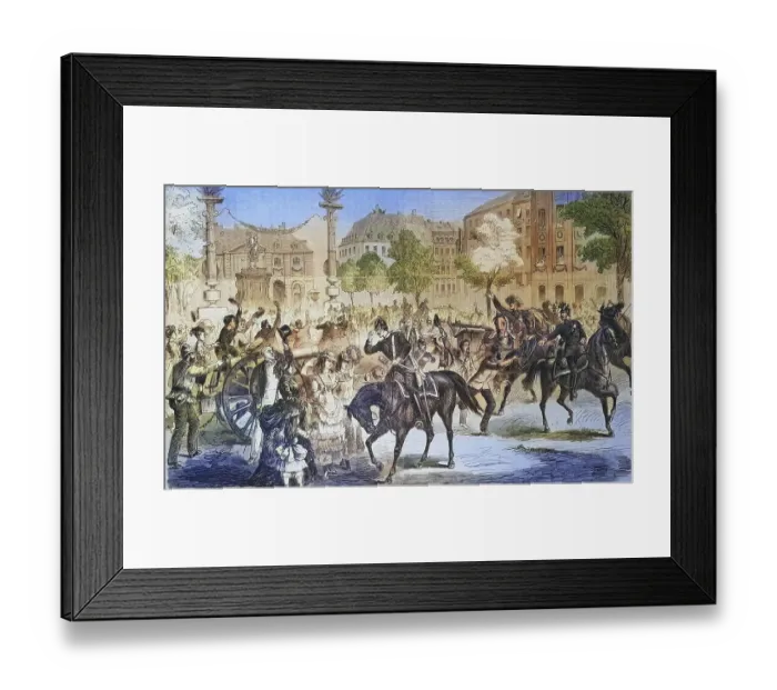 Framed Print : Celebration of the arrival of the troops in Dresden on 11 July 1871