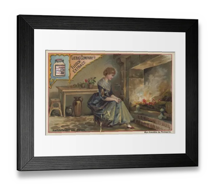 Framed Print : Picture series Cinderella, by the fireplace