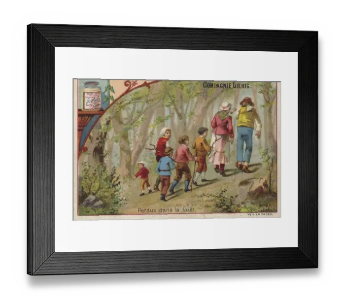 Framed Print : Picture series Little Thumb, walking through the forest to abandon the children Framed Print : Picture series Little Thumb, walking through the forest to abandon the children