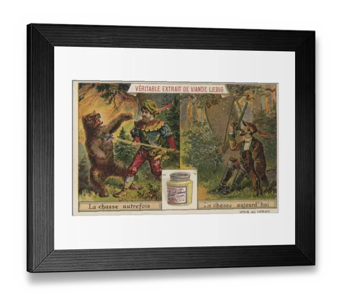 Framed Print : Picture series once and now, hunting of yesteryear Framed Print : Picture series once and now, hunting of yesteryear
