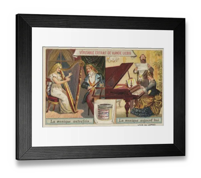 Framed Print : Picture series once and now, music of the past