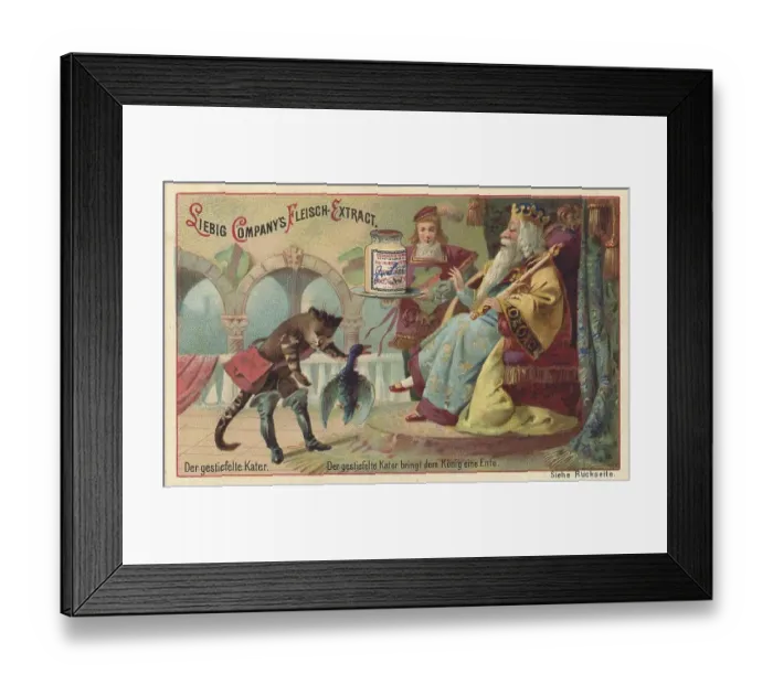 Framed Print : Picture series Puss in Boots, brings a duck to the king Framed Print : Picture series Puss in Boots, brings a duck to the king